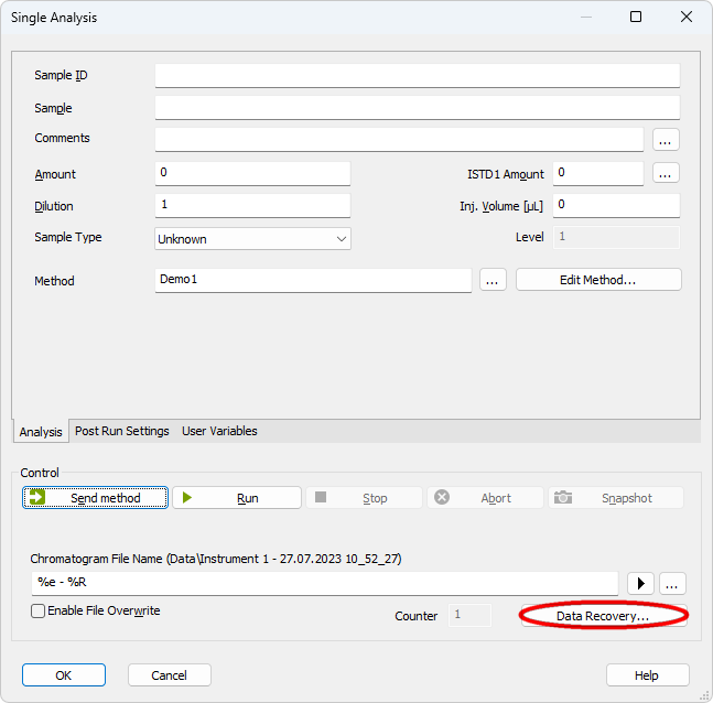 Recovery Data Single Analysis